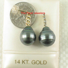 Load image into Gallery viewer, 14k Yellow Gold &amp; Diamond Black Peacock Tahitian Pearl Earrings