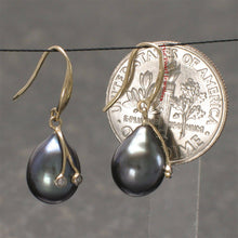 Load image into Gallery viewer, 14k Yellow Gold Diamond &amp; Black Pearl Hooks