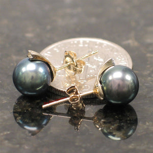 14k Yellow Gold Diamond & Cultured Pearl Stud Earrings (Multi-Color)