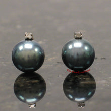 Load image into Gallery viewer, 14k Yellow Gold Diamond &amp; Cultured Pearl Stud Earrings (Multi-Color)