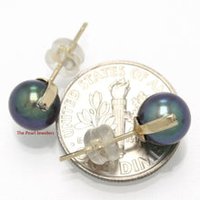 Load image into Gallery viewer, 14k Yellow Gold Diamond &amp; Black Pearl Stud Earrings