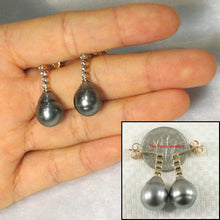 Load image into Gallery viewer, 14k Yellow Gold &amp; Diamond Black Tahitian Pearl Dangle Earrings