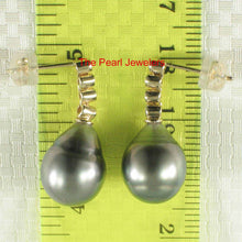 Load image into Gallery viewer, 14k Yellow Gold &amp; Diamond Black Tahitian Pearl Dangle Earrings