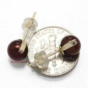 14k Yellow Gold Diamond & Chocolate Pearl Stud Earrings