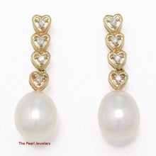Load image into Gallery viewer, 14k Yellow Gold Diamond &amp; Freshwater Pearl Dangle Earrings