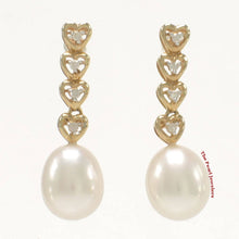 Load image into Gallery viewer, 14k Yellow Gold Diamond &amp; Freshwater Pearl Dangle Earrings