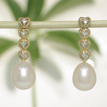 Load image into Gallery viewer, 14k Yellow Gold Diamond &amp; Freshwater Pearl Dangle Earrings