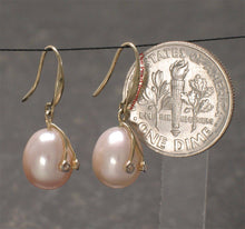 Load image into Gallery viewer, 14k Yellow Gold Diamond &amp; Peach Pearl Hooks