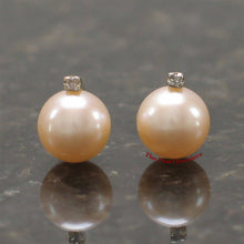 Load image into Gallery viewer, 14k Yellow Gold Diamond &amp; Cultured Pearl Stud Earrings (Multi-Color)
