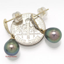 Load image into Gallery viewer, 14k Yellow Gold Diamond &amp; Peacock Pearl Dangle Stud Earrings