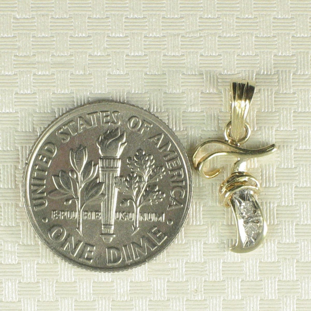 14K Yellow Gold Diamond Script Initial F Pendant