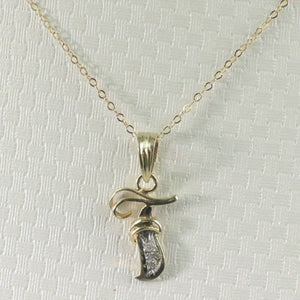 14K Yellow Gold Diamond Script Initial F Pendant