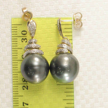 Load image into Gallery viewer, 14k Yellow Gold Diamond &amp; Tahitian Pearl Dangle Earrings