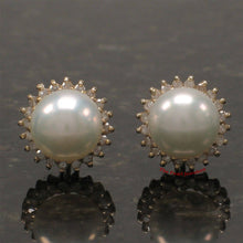 Load image into Gallery viewer, 14k Yellow Gold Diamond &amp; White Cultured Pearl Stud Earrings
