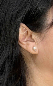 14k Yellow Gold Diamond & Cultured Pearl Stud Earrings (Multi-Color)