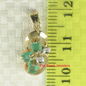14K Yellow Gold Emerald & Diamond Pendant