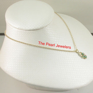 14K Yellow Gold Emerald & Diamond Pendant