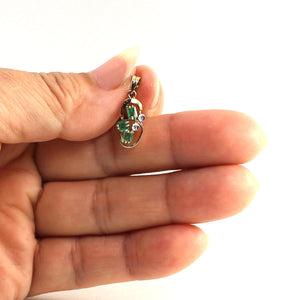 14K Yellow Gold Emerald & Diamond Pendant