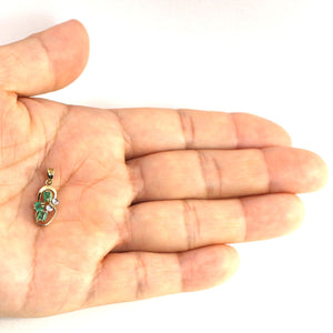 14K Yellow Gold Emerald & Diamond Pendant