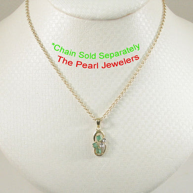 14K Yellow Gold Emerald & Diamond Pendant