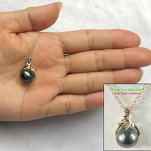 Load image into Gallery viewer, 14k Yellow Gold Feather Black Tahitian Pearl Pendant