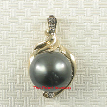 Load image into Gallery viewer, 14k Yellow Gold Feather Black Tahitian Pearl Pendant