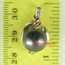 Load image into Gallery viewer, 14k Yellow Gold Feather Black Tahitian Pearl Pendant