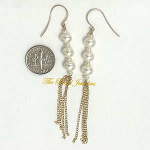 14k Gold Filled Hook Earrings – White Pearl Waterfall Drop