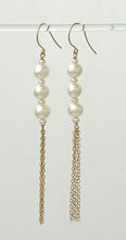 Load image into Gallery viewer, 14k Gold Filled Hook Earrings – White Pearl Waterfall Drop