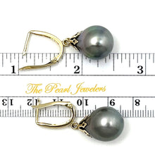 Load image into Gallery viewer, 14k Yellow Gold Flower Petal Tahitian Pearl Dangle Earrings