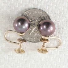 Load image into Gallery viewer, 14k Yellow Gold French Screw-Back Black Cultured Pearl Earrings