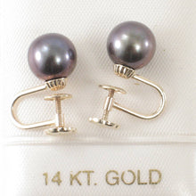 Load image into Gallery viewer, 14k-yellow-gold-french-screw-back-black-pearl-1000725
