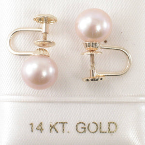 14k Yellow Gold French Screw-Back Lavender Pearl Earrings