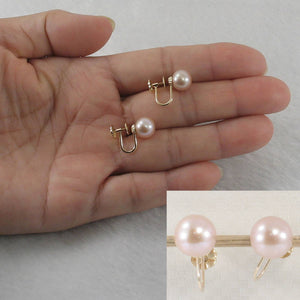 14k Yellow Gold French Screw-Back Lavender Pearl Earrings