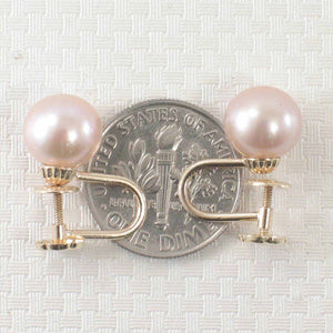 14k Yellow Gold French Screw-Back Lavender Pearl Earrings