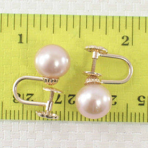 14k Yellow Gold French Screw-Back Lavender Pearl Earrings