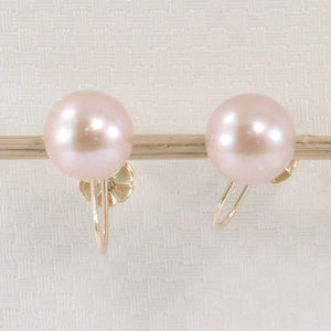 14k Yellow Gold French Screw-Back Lavender Pearl Earrings