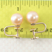 Load image into Gallery viewer, 14k Yellow Gold French Screw-Back Pink Cultured Pearl Earrings