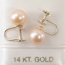 Load image into Gallery viewer, 14k Yellow Gold French Screw-Back Pink Cultured Pearl Earrings