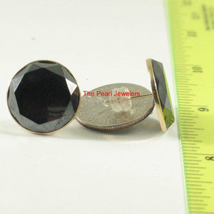 14k Solid Yellow Gold Genuine Faced 16mm Tablet Hematite Stud Earrings