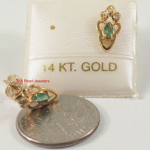 Load image into Gallery viewer, 14k Yellow Gold Genuine Marquise Green Emerald &amp; Diamond Stud Earrings