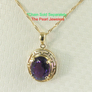 14K Yellow Gold Greek Key Amethyst Pendant (8x10mm)