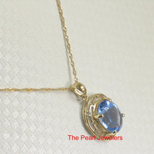 Load image into Gallery viewer, 14K Yellow Gold Greek Key Blue Topaz Pendant (8x10mm)