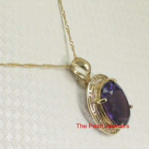 14K Yellow Gold Greek Key Amethyst Pendant (10x14mm)
