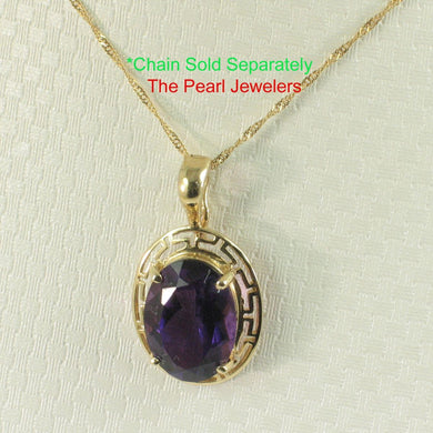 14K Yellow Gold Greek Key Amethyst Pendant (10x14mm)