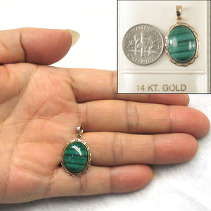 14K Yellow Gold Green Malachite Pendant (12x16mm)
