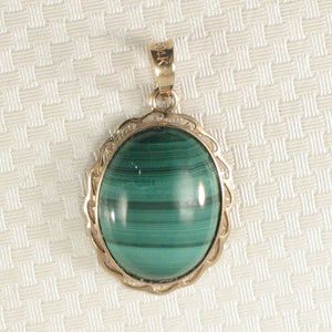 14K Yellow Gold Green Malachite Pendant (12x16mm)