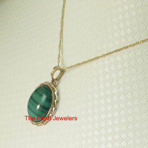 14K Yellow Gold Green Malachite Pendant (12x16mm)