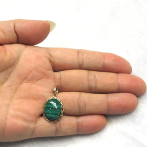 14K Yellow Gold Green Malachite Pendant (12x16mm)