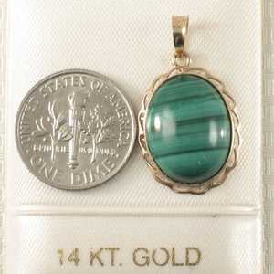 14K Yellow Gold Green Malachite Pendant (12x16mm)